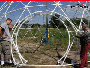Geodesic dome tent assembly